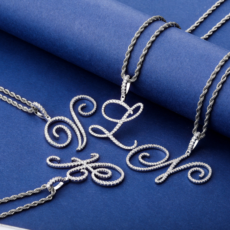 Vintage Fashion Font - Pendentif Lettre A-Z en Police Cursive