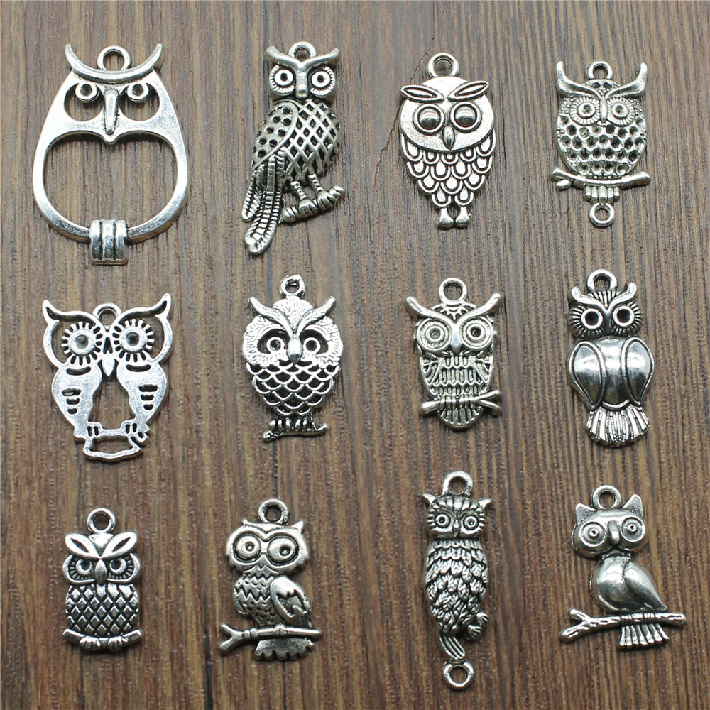 Vintage Fashion Words - 10 pièces breloques hibou Antique couleur