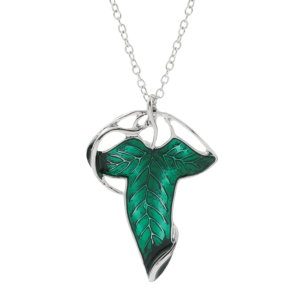 Vintage Fashion Words - Collier pendentif feuille verte vintage, bijou