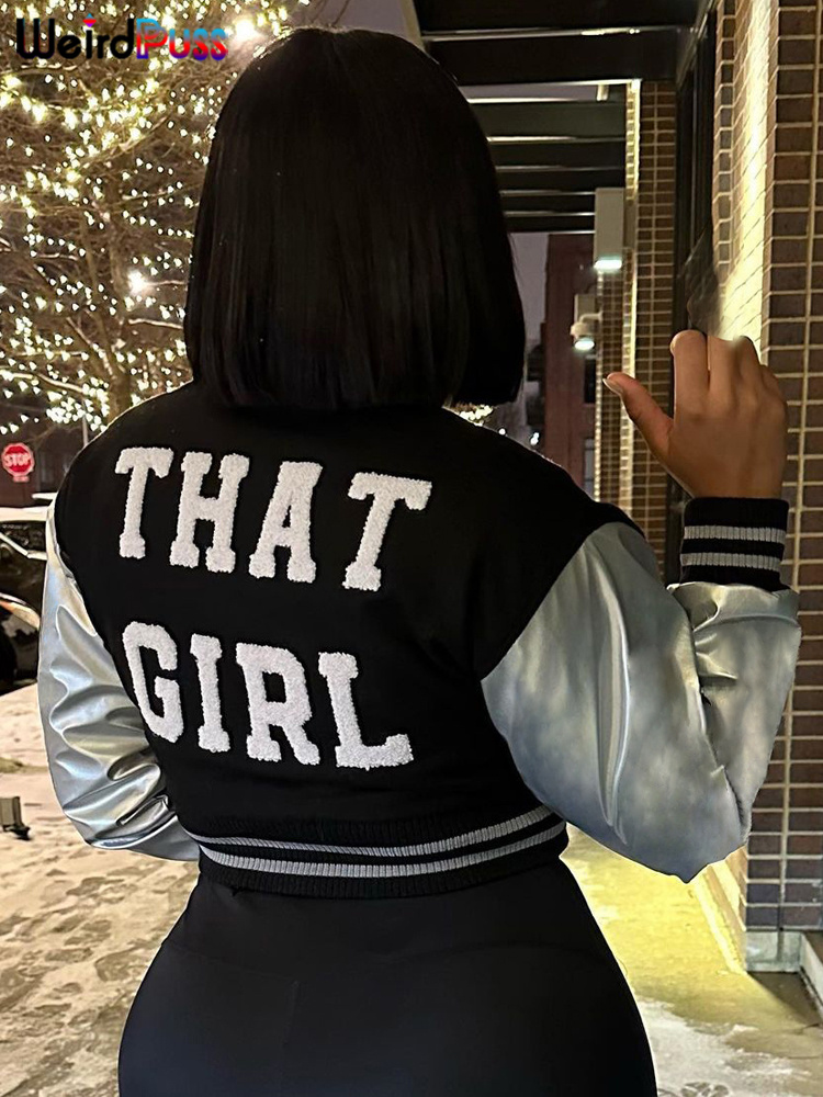 Varsity Jacket Wool - Weird Puss-Veste Courte en Cuir pour