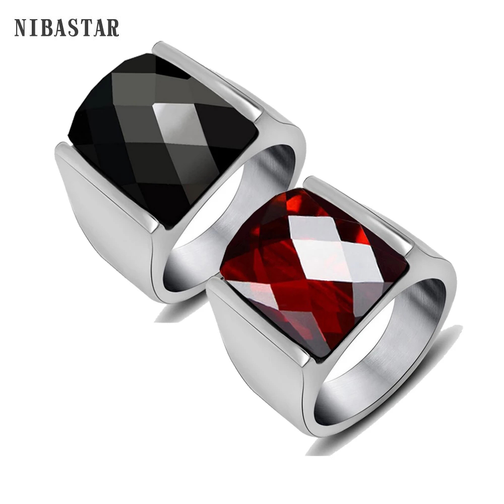 Vintage Fashion Jewelry - Bague en acier inoxydable avec onyx