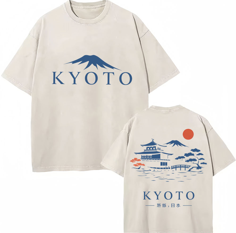 Vintage Fashion Kyoto - T-shirts graphiques style japonais Kyoto délavés
