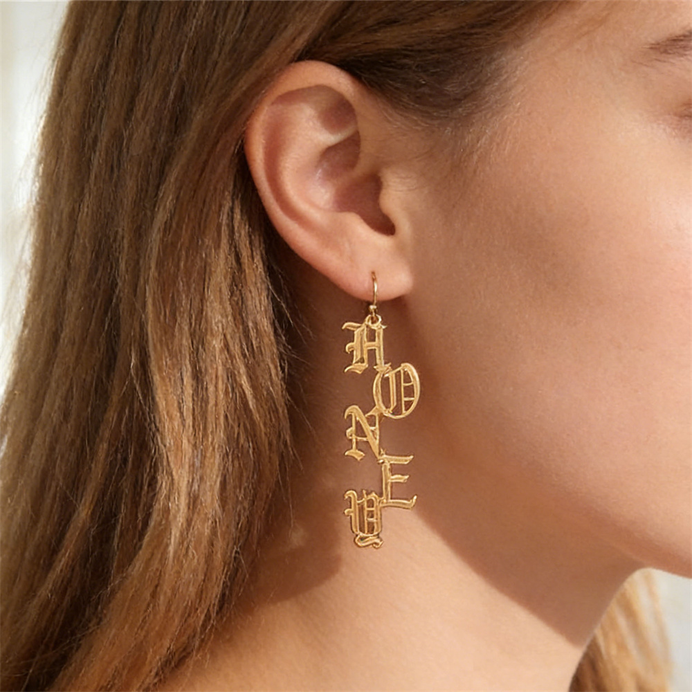 Vintage Fashion Font - Boucles d'oreilles pendantes verticales en forme