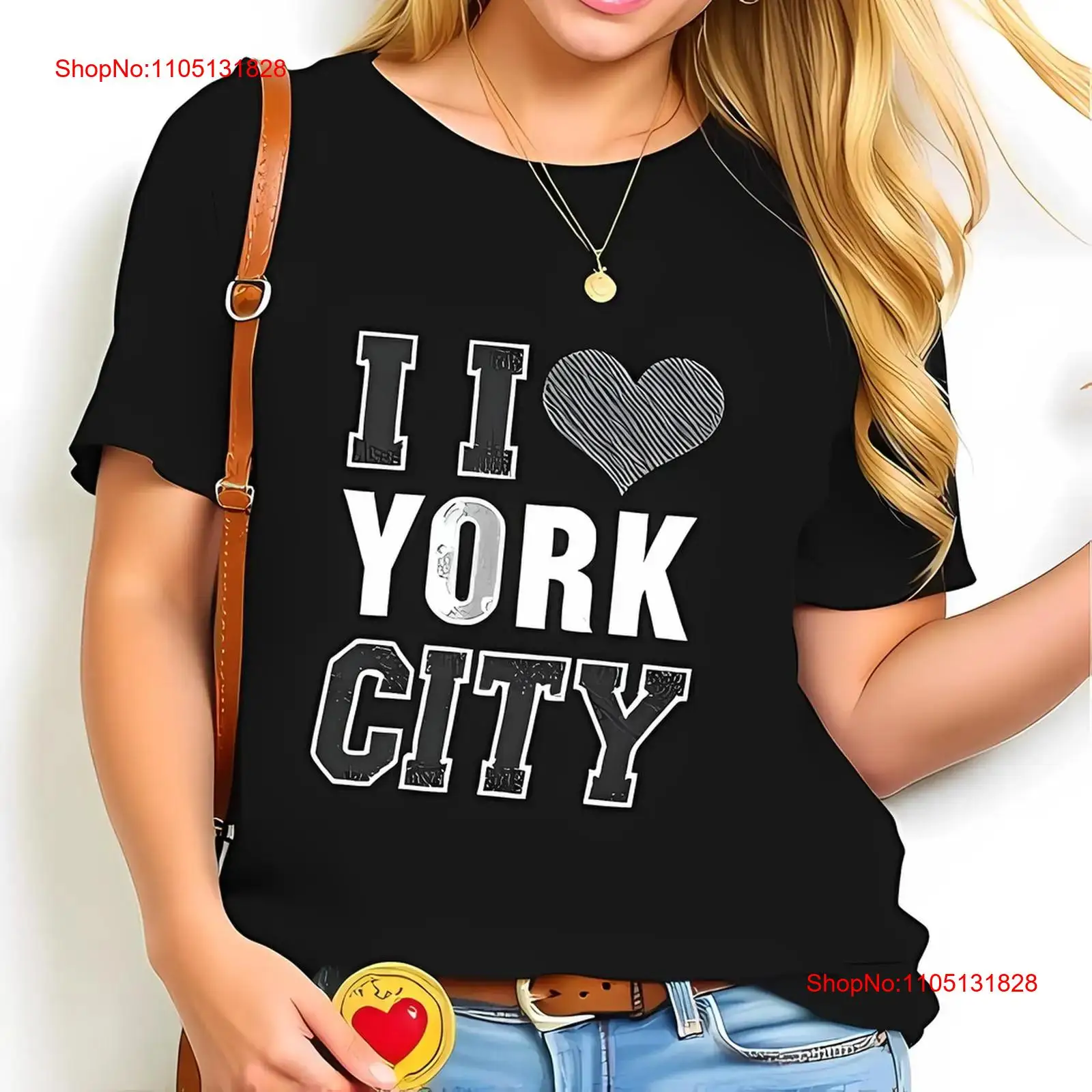 Vintage Fashion Font - T-shirt noir élégant I Love YORK