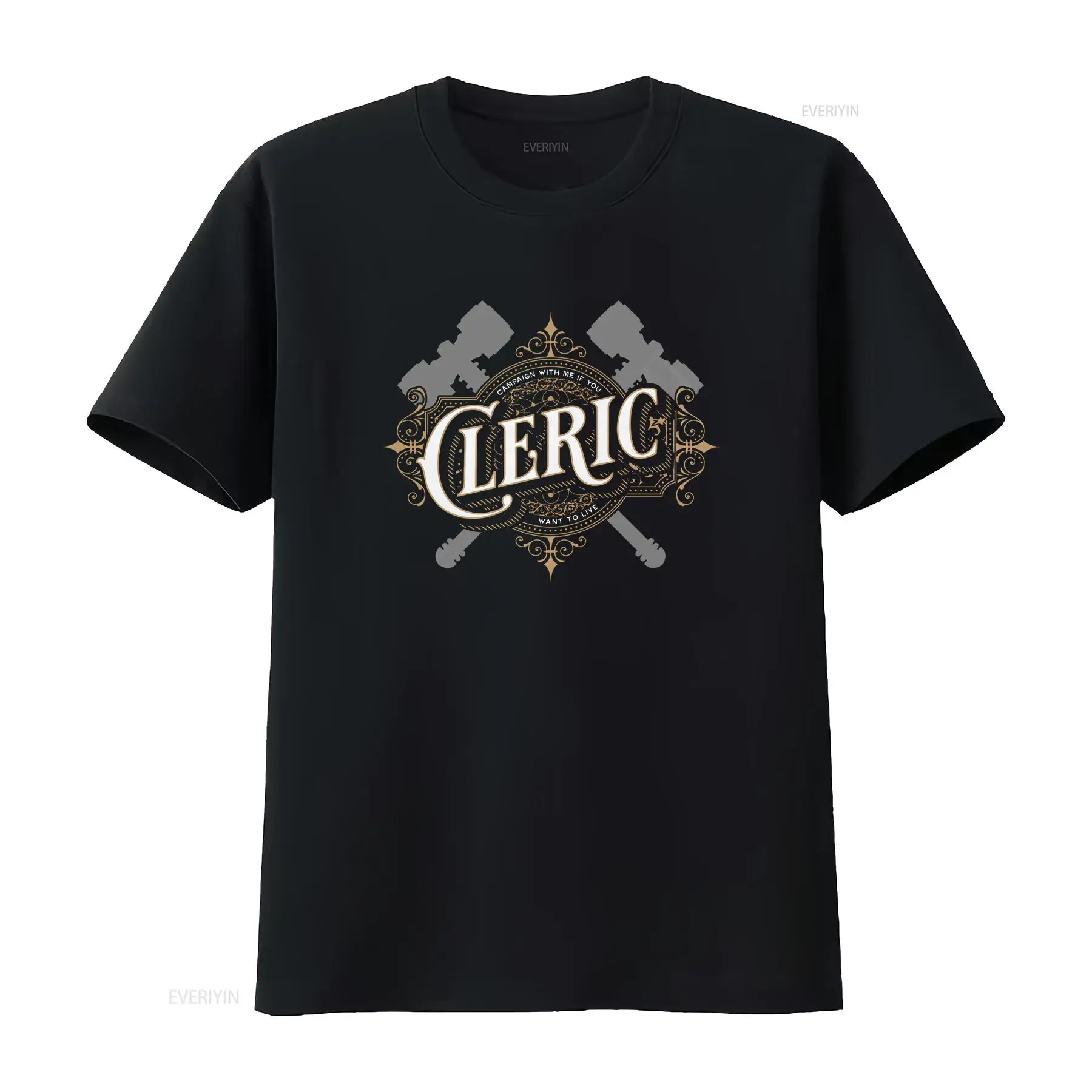 T-shirt de clerc D&D avec poli - Vintage Fashion Font avis et prix