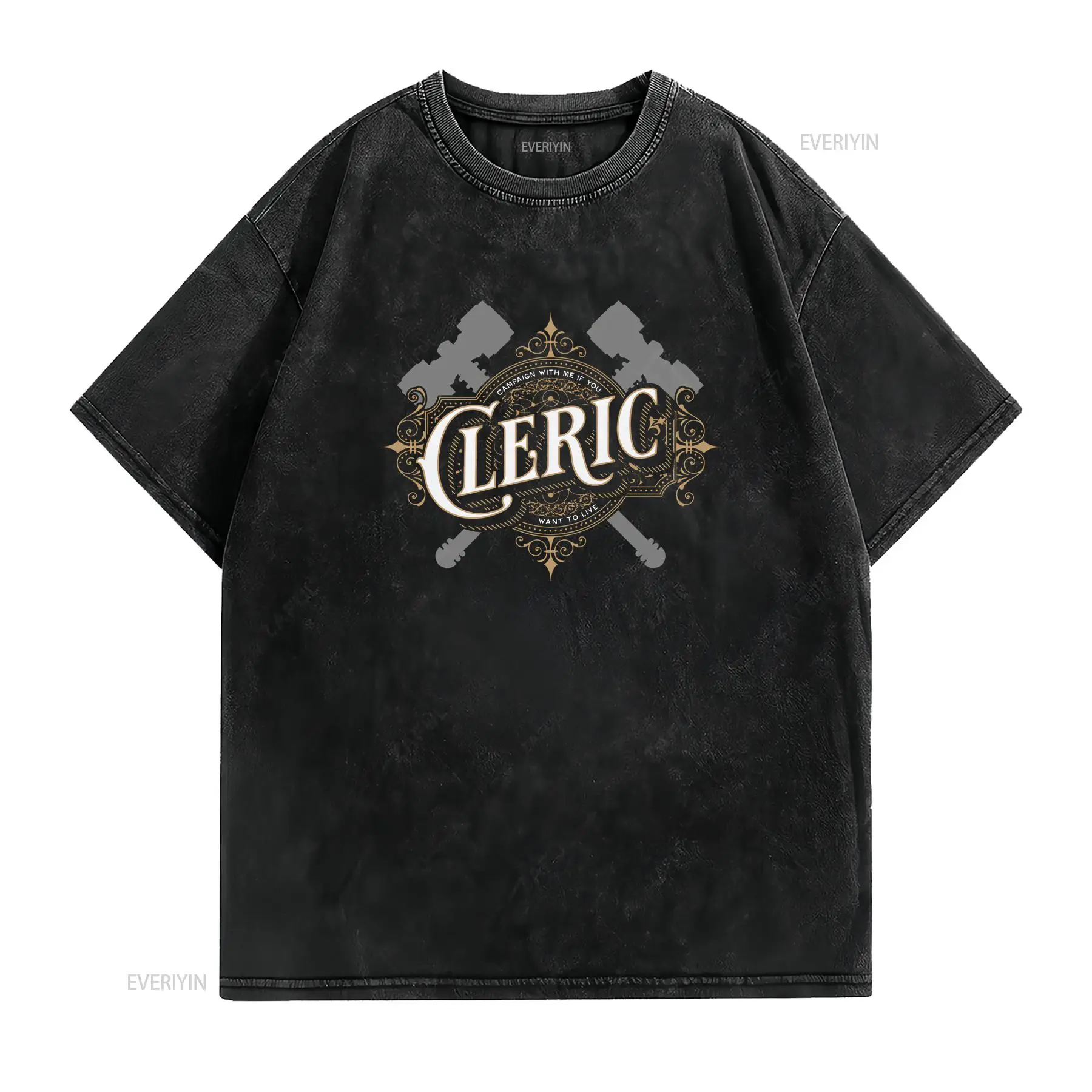 T-shirt de clerc D&D avec poli - Vintage Fashion Font avis et prix