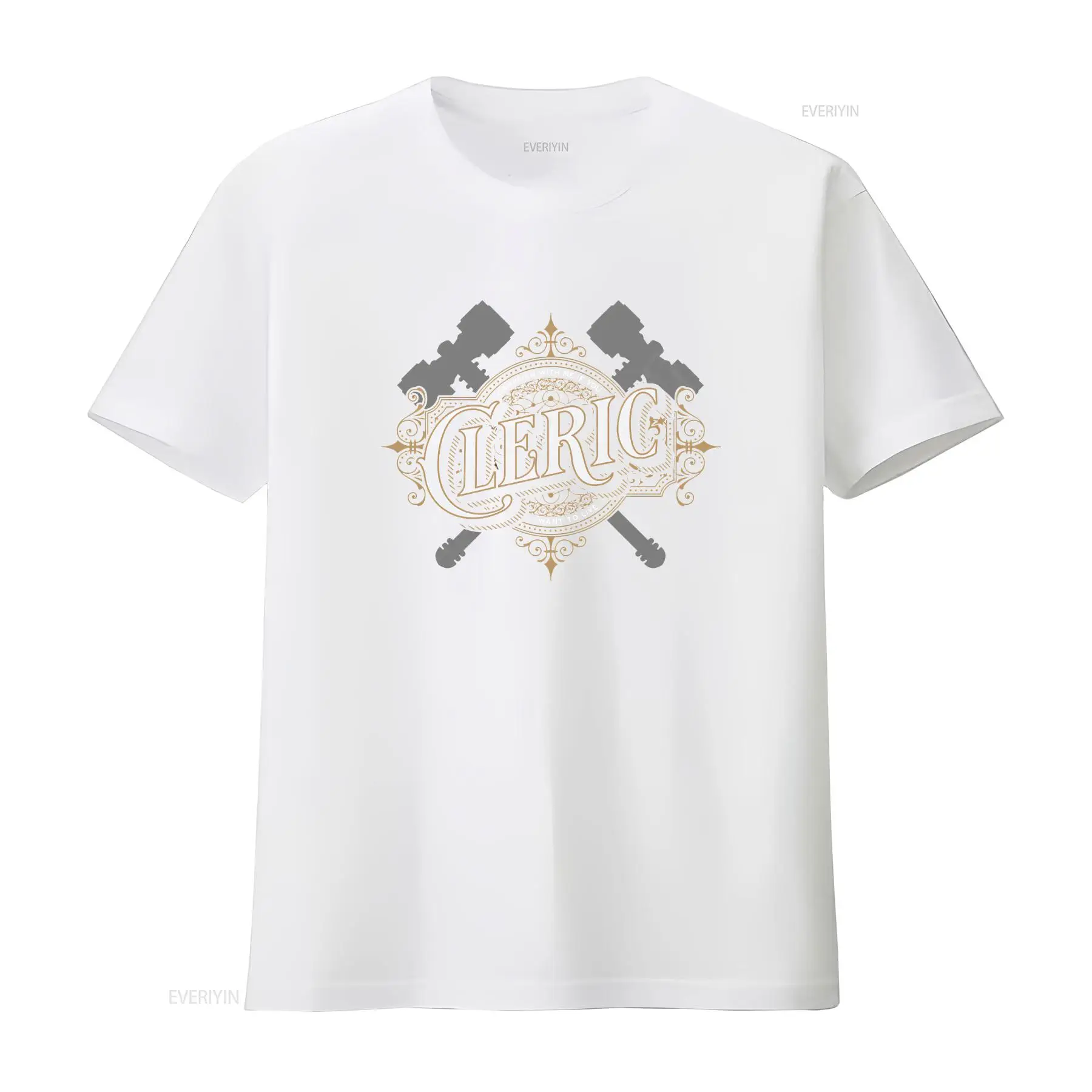 T-shirt de clerc D&D avec poli - Vintage Fashion Font avis et prix